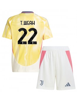 Juventus Timothy Weah #22 Auswärts Trikotsatz für Kinder 2024-25 Kurzarm (+ Kurze Hosen)